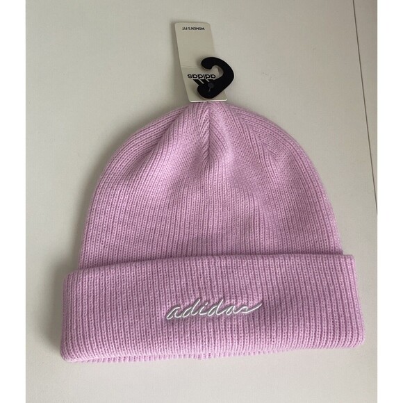 Adidas Women's Beanie Script Fold Orchid Purple Hat Cap Embroidered Logo NEW - Picture 1 of 6